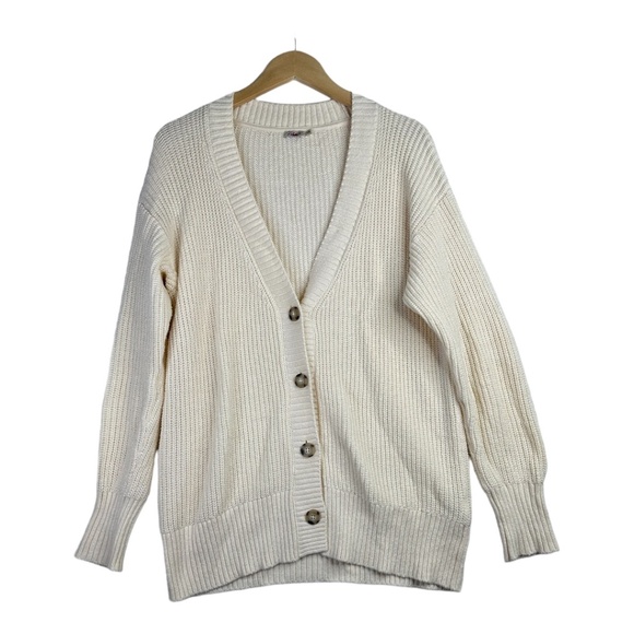 Faherty Men Cream Woven Button Front Cardigan Size‎ Small